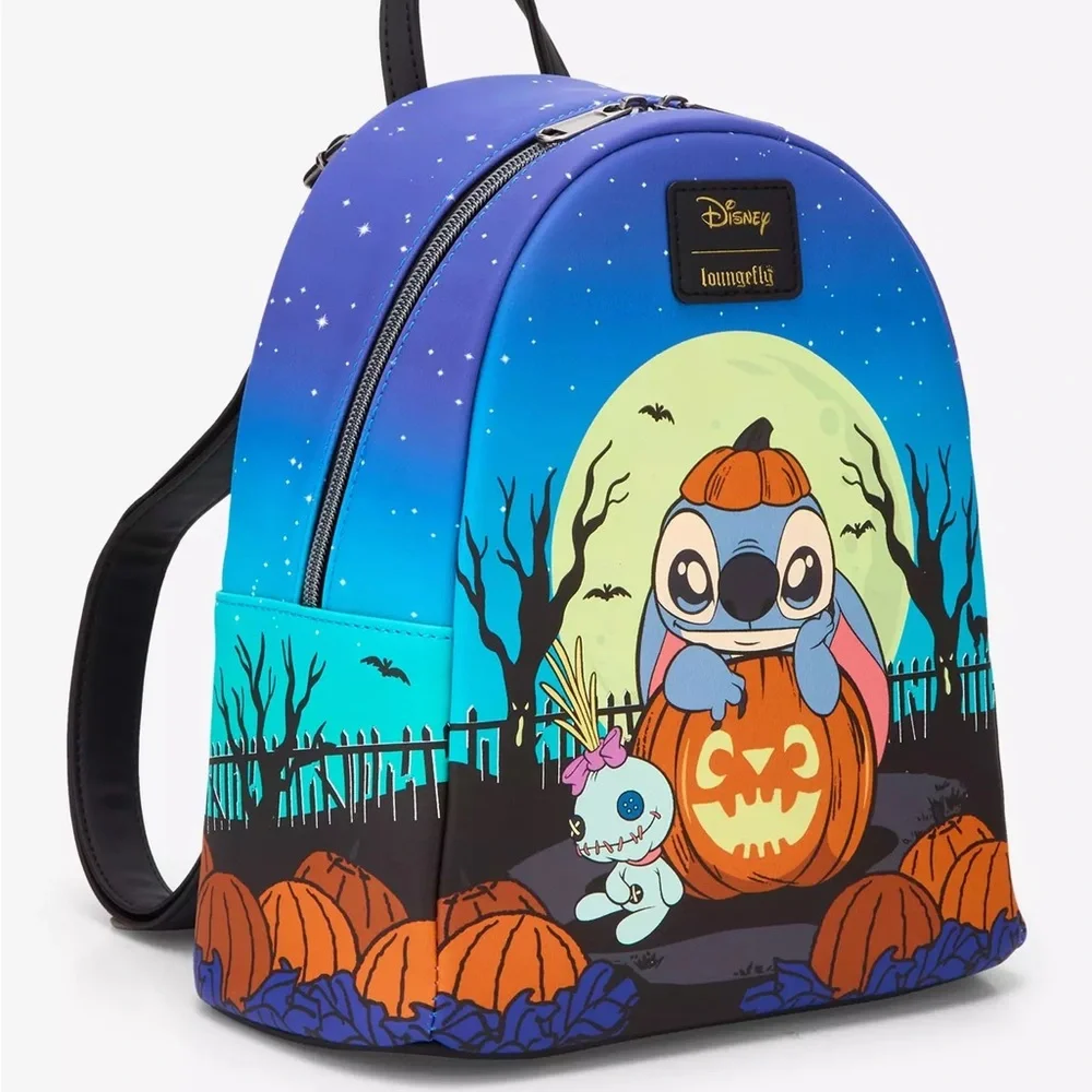 Loungefly‎ Disney Stitch Pumpkin Glow-In-The-Dark Mini Backpack Hot Topic